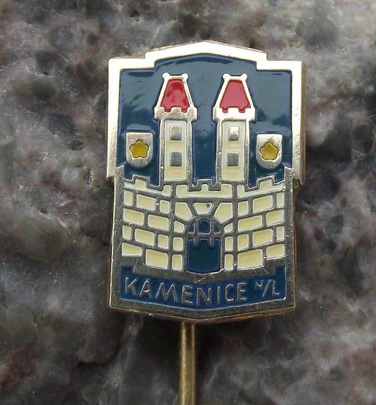 Antique Kamenice nad Lipou Czech City Coat of Arms Heraldic Crest Pin Badge - Badgecrazy