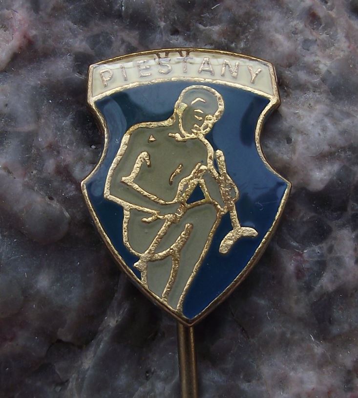 Antique Piestany Czechoslovakia City Coat of Arms Heraldic Crest Pin Badge - Badgecrazy