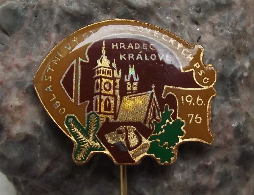 1976 Regional Hunting Dog Show Hradec Kralove Czech Hunt Hunters Hound Pin Badge - Badgecrazy