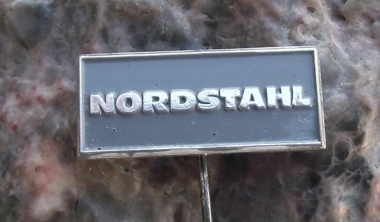 Vintage Nordstahl Pressure Hydraulics Company Logo Advertising Pin Badge - Badgecrazy