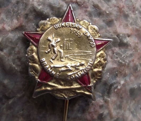 1953 War Games Military Exercise Parachute Jump Svazarm Army Reservist Pin Badge