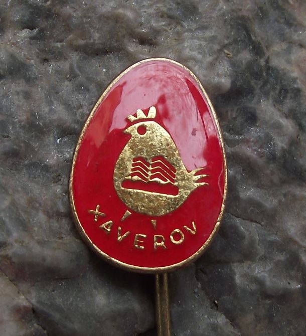 Antique Czech Chicken Farm Xaverov Hen & Egg Logo Keeper Farmer Pin Badge - Badgecrazy