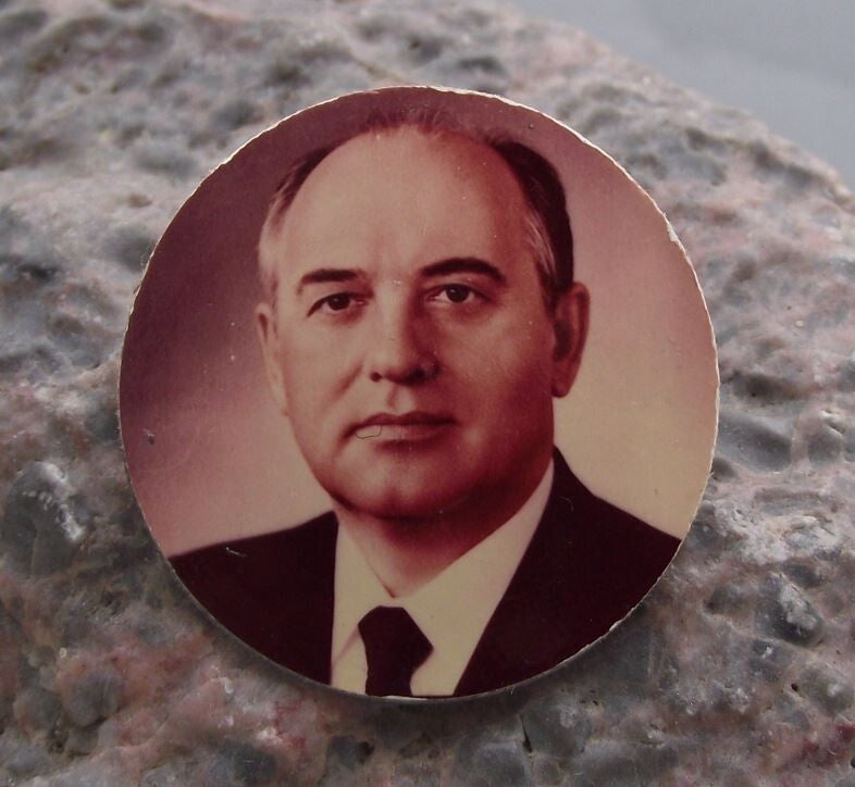 Vintage Mikhail Gorbachev Soviet Politician Russian Political Pin Badge - Badgecrazy