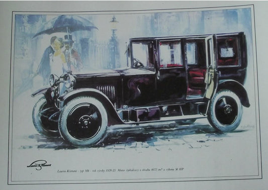 Laurin Klement 1920 Type Mb Car Vladimir Bidlo Skoda Printed Illustration - Badgecrazy