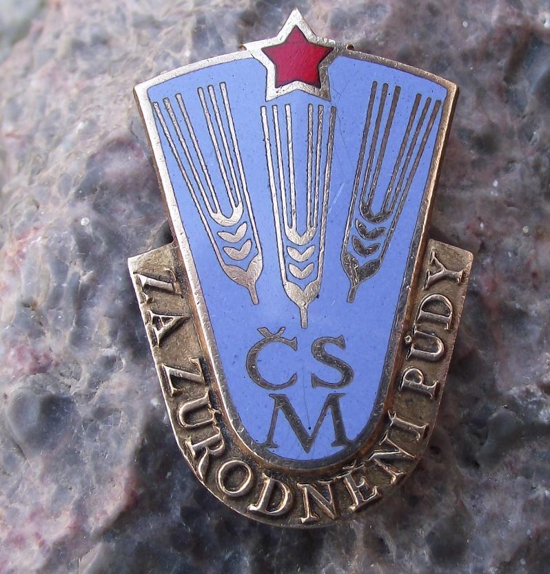 Antique CSM Czechoslovakia Youth Organisation Members Soil Management Pin Badge - Badgecrazy