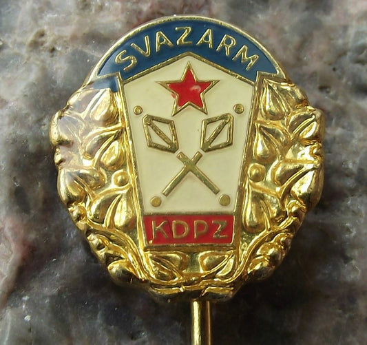 Vintage Svazarm Czech Army Officers NCO Club Members Crossed Maces Pin Badge - Badgecrazy