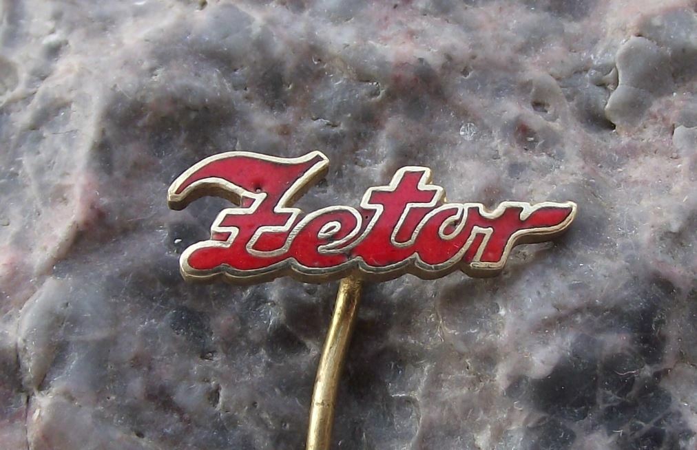 Antique Zetor Tractor Farming Farm Agricultural Machine Script Text Pin Badge - Badgecrazy