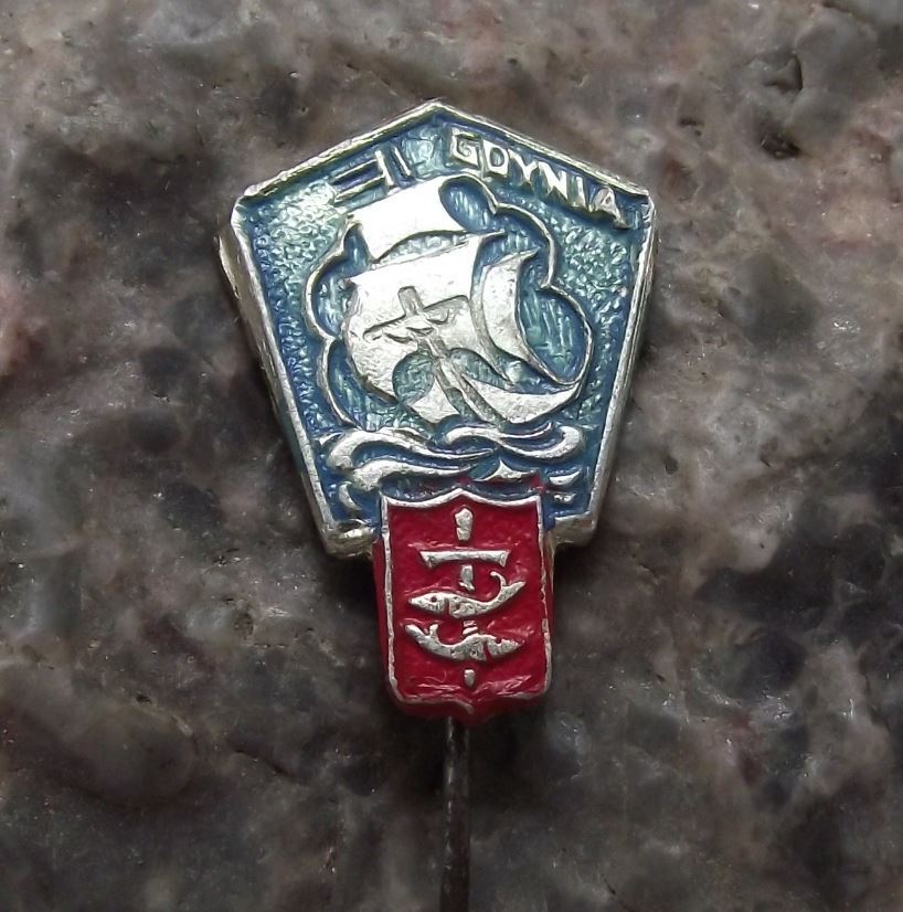 Antique Gdynia Gdingen Poland Polish Coat of Arms Boat Heraldic Crest Pin Badge - Badgecrazy