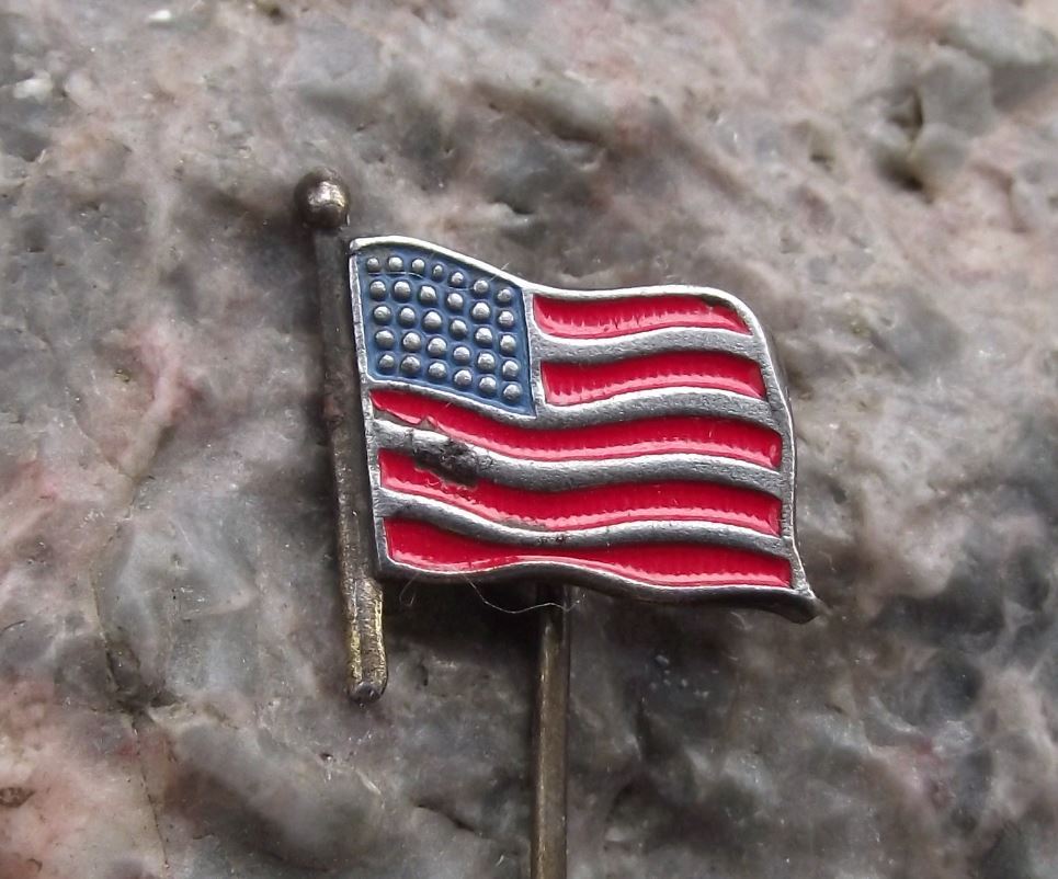 Antique USA United States of America Star and Stripes Waving Flag Pin Badge - Badgecrazy