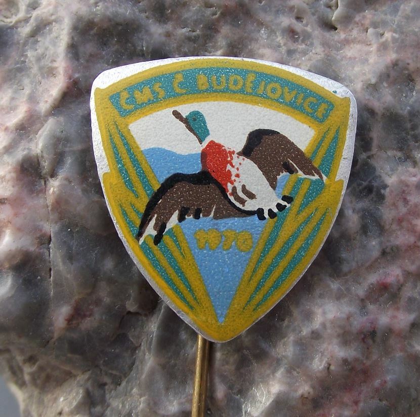 1970 Ceske Budejovice CMS Czech Hunting Association Flying Duck Hunt Pin Badge - Badgecrazy