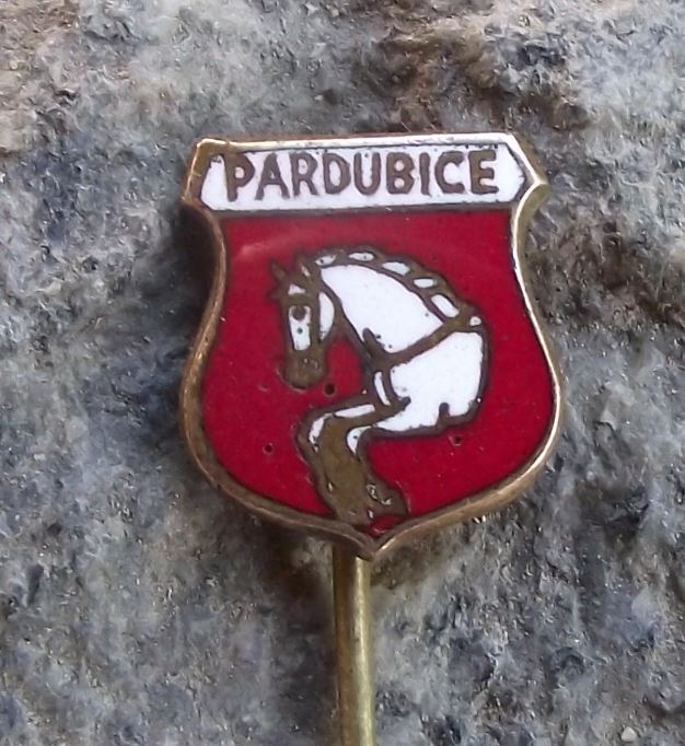 Pardubice White Horse Racing Czech City Heraldic Crest Coat of Arms Pin Badge - Badgecrazy