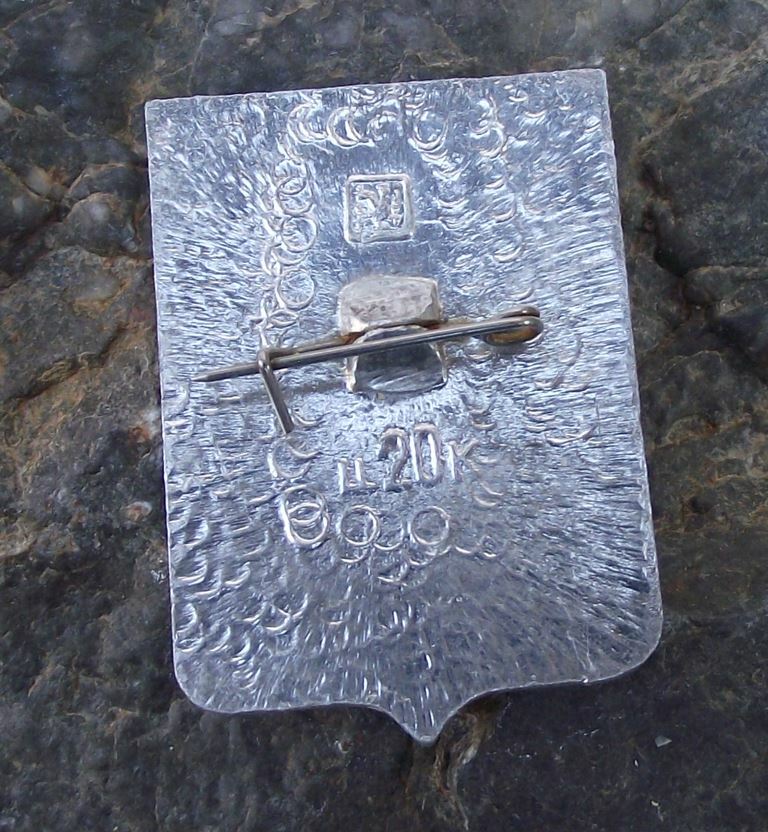 Vintage Berdiansk Ukraine Soviet Coat of Arms Heraldic City Crest Pin Badge - Badgecrazy