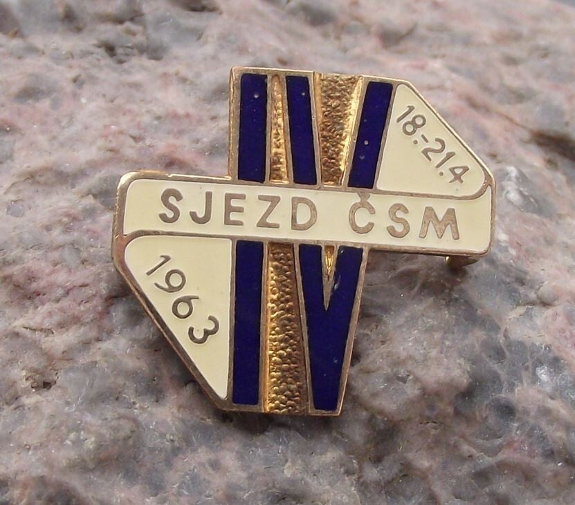 1963 CSM Czechoslovakia Youth Organisation 6th General Assembly Pin Badge - Badgecrazy