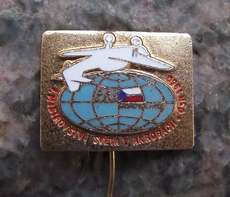 1960 FAI Aerobatic World Championships Czech Stunt Plane Aircraft Pin Badge - Badgecrazy