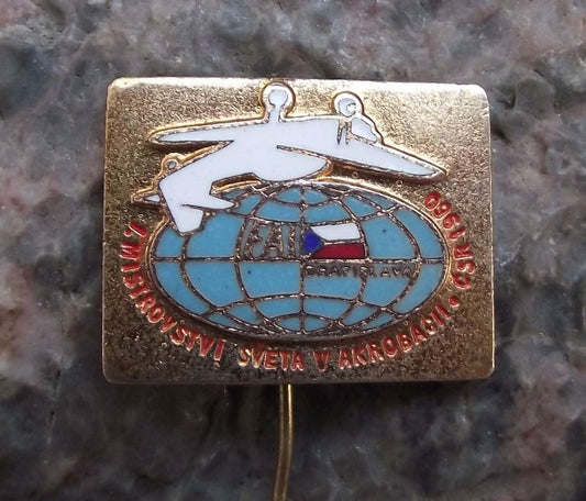 1960 FAI Aerobatic World Championships Czech Stunt Plane Aircraft Pin Badge - Badgecrazy