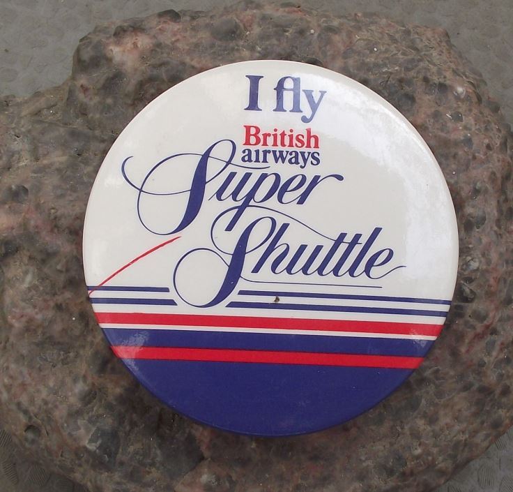 1980s British Airways I Fly BA Super Shuttle Slogan Shrt Haul Flight Pin Badge - Badgecrazy