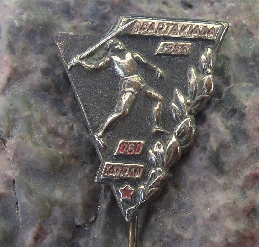 1954 DSO Tatran Regional Spartakiad Communist Group Physical Exercise Pin Badge