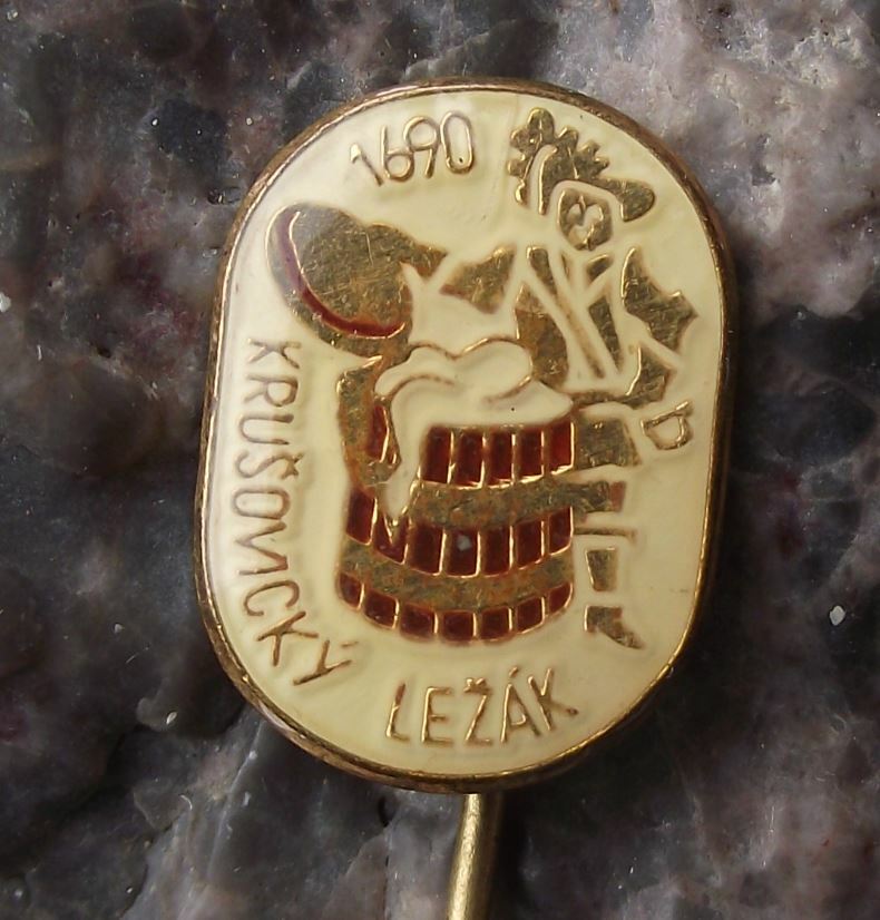 Vintage Pivovar Krusovice 1690 Brewery Czech Lager Beer Advertising Pin Badge - Badgecrazy