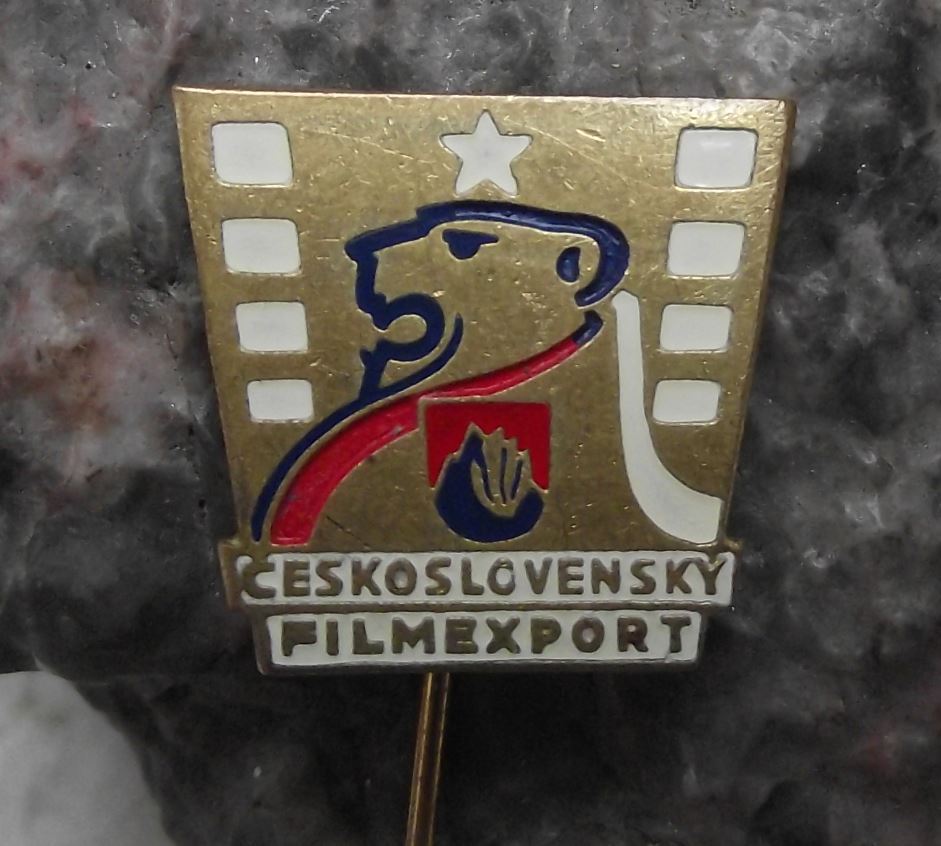 Antique Czechoslovakia Czech Film Export Company Lion White Star Pin Badge - Badgecrazy