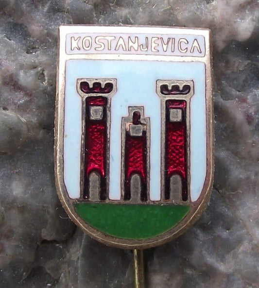 Antique Kostanjevica na Krki Slovenia Heraldic Crest Coat Arms Shield Pin Badge - Badgecrazy