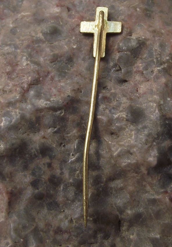 Antique Studded Holy Cross Jesus Christ Crucifiction Symbol Religious Pin Badge - Badgecrazy
