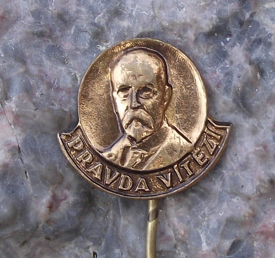 Vintage Czech President Tomas Thomas Masaryk TGM Truth Prevails Pin Badge - Badgecrazy