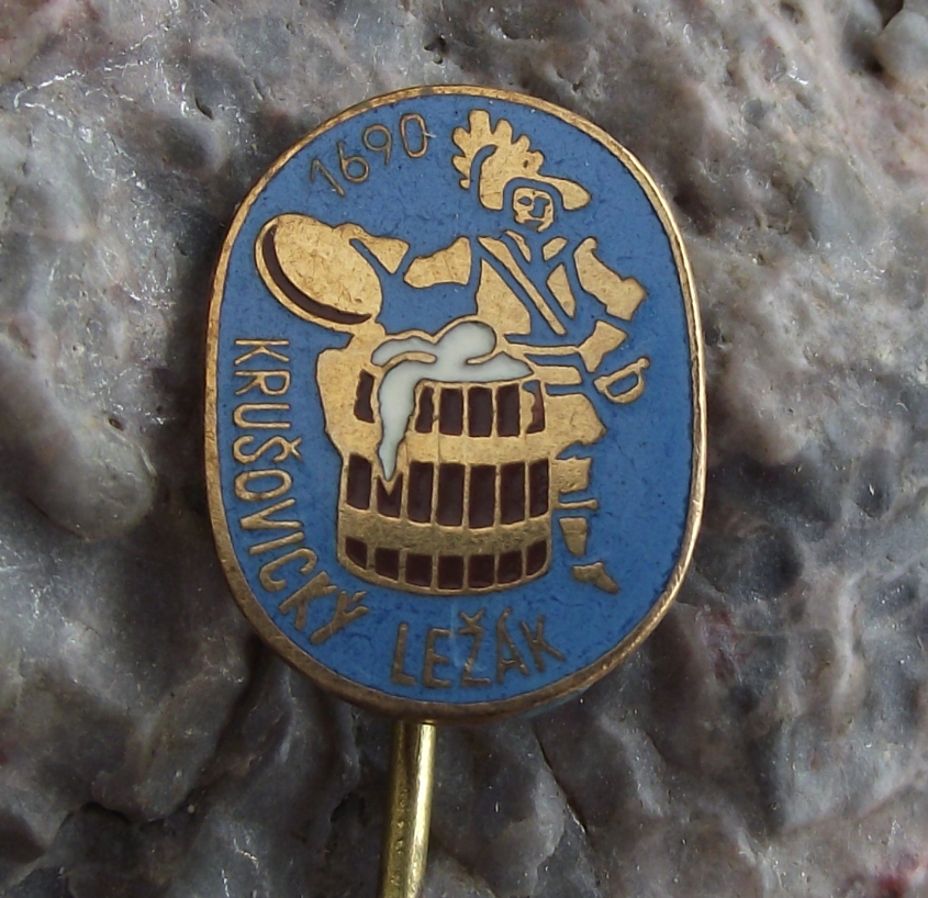 Antique Pivovar Krusovice 1690 Brewery Czech Lager Beer Advertising Pin Badge - Badgecrazy