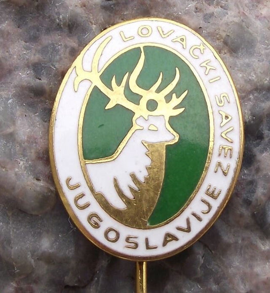 Vintage Yugoslavia Hunting Association Society Stag Deer Members Pin Badge
