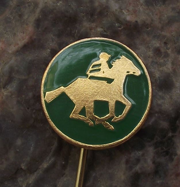 Jockey Rider on Running Horse Racing Sprinting Cantering Equestrian Pin Badge - Badgecrazy