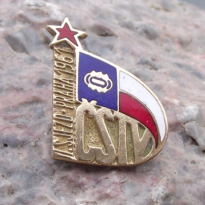 1961 Czech Sports Association CSTV 2nd Conference Attendee Brooch Pin Badge - Badgecrazy