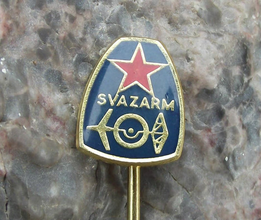 Vintage Svazarm Czechoslovakia Cold War Army Military Reserve Member Pin Badge - Badgecrazy