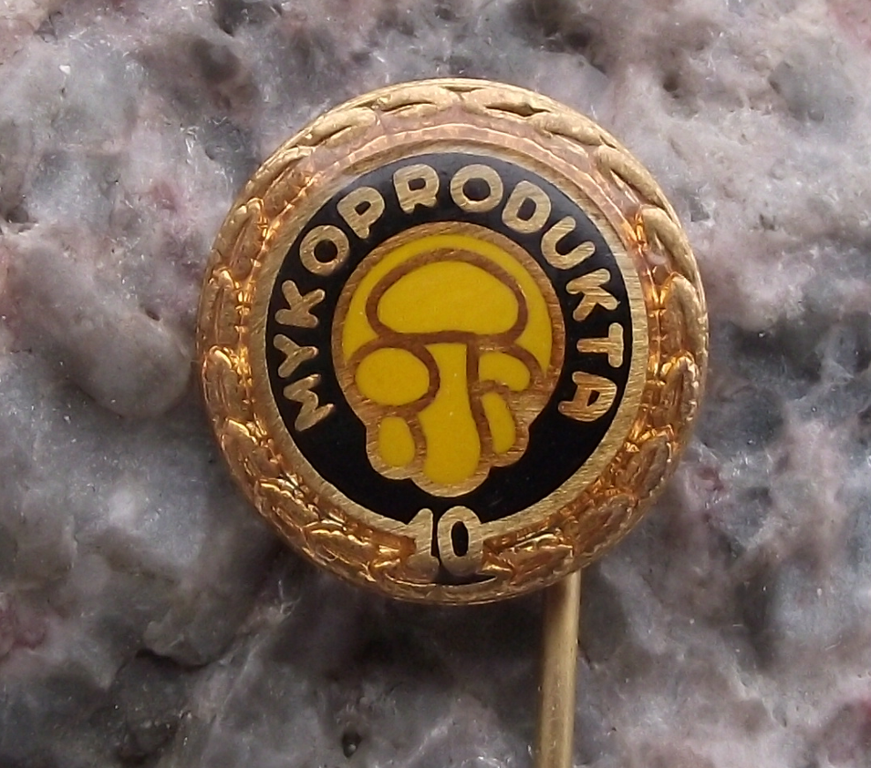 Vintage Button Edible Mushrooms Fungus Mycologist 10th Anniversary Pin Badge - Badgecrazy