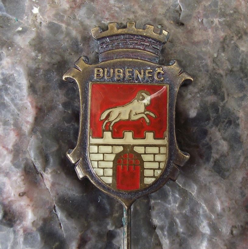 Antique Prague Bubenec District Praha 7 Heraldic Crest Coat of Arms Pin Badge - Badgecrazy