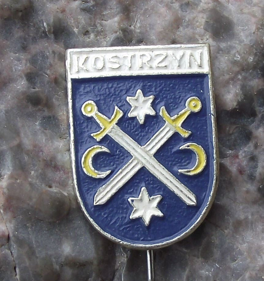 Vintage Kostrzyn Polish City Poland Heraldic Crest Coat of Arms Pin Badge - Badgecrazy