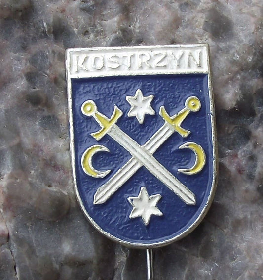 Vintage Kostrzyn Polish City Poland Heraldic Crest Coat of Arms Pin Badge - Badgecrazy