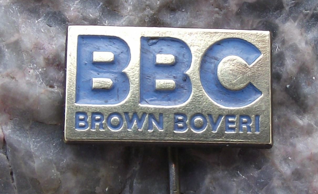 Vintage BBC Brown Boveri Swiss Engineering Steam Turbines and Motors Pin Badge - Badgecrazy