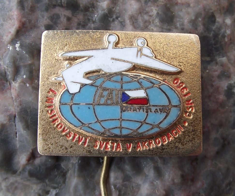 1960 FAI Aerobatic World Championships Czech Stunt Plane Aircraft Pin Badge - Badgecrazy