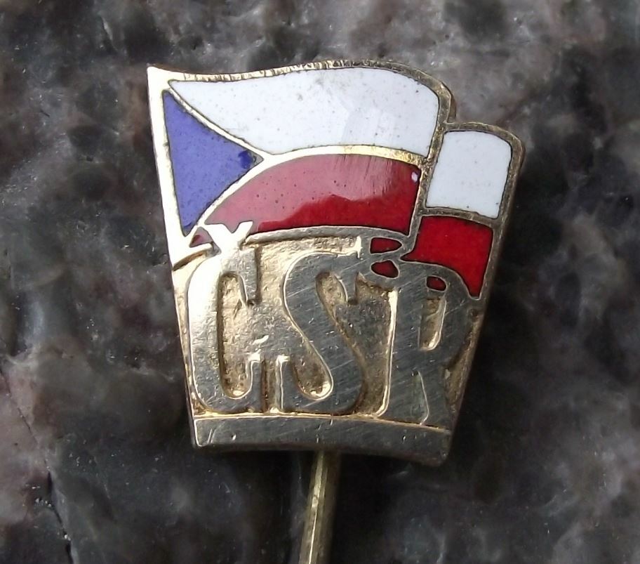 Antique CSR Czech Czechoslovakian National Waving Flag Czechoslovakia Pin Badge - Badgecrazy