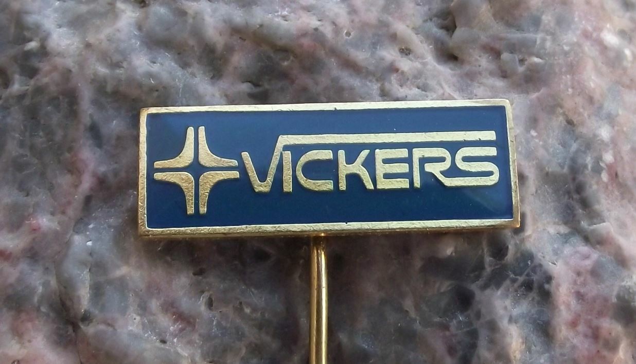 Vintage Vickers Steel Tanks Aircraft Company British Engineering Firm Pin Badge - Badgecrazy