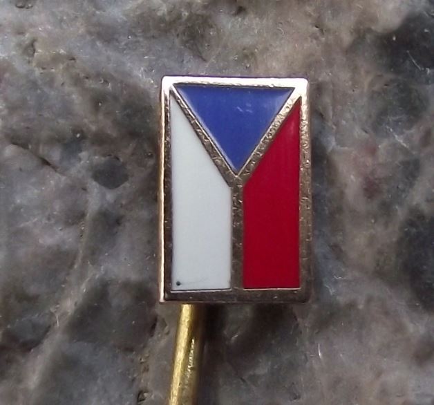 Vintage Czech Republic Czechoslovakia Vertical Hanging Tricolour Flag Pin Badge - Badgecrazy