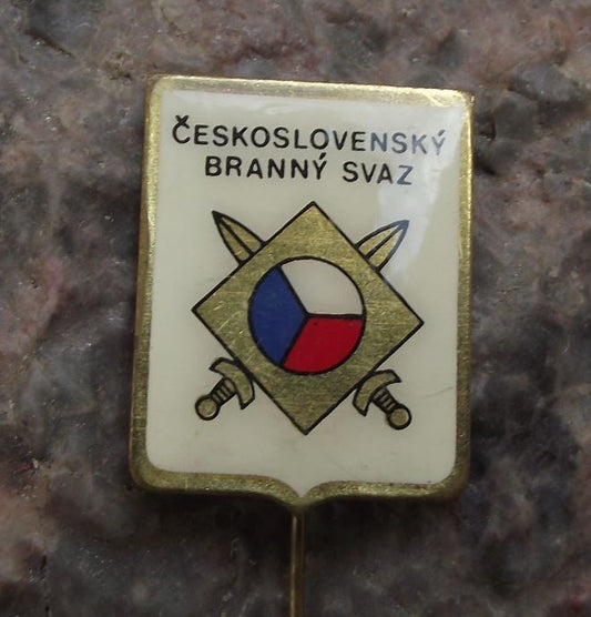 Czechoslovakia Army Recruitment Department Military Crossed Swords Pin Badge - Badgecrazy