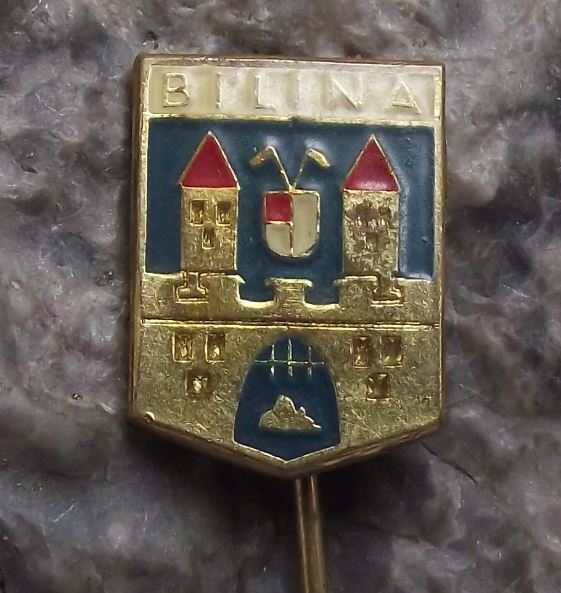 Antique Bilina Bilin Town Official Heraldic Crest Tourist Souvenier Pin Badge - Badgecrazy