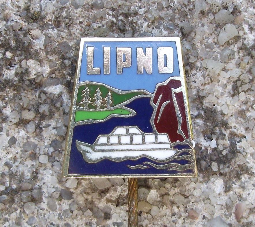Antique Lipno Lake Dam Boat Ship Czech Tourist Holiday Destination Pin Badge - Badgecrazy