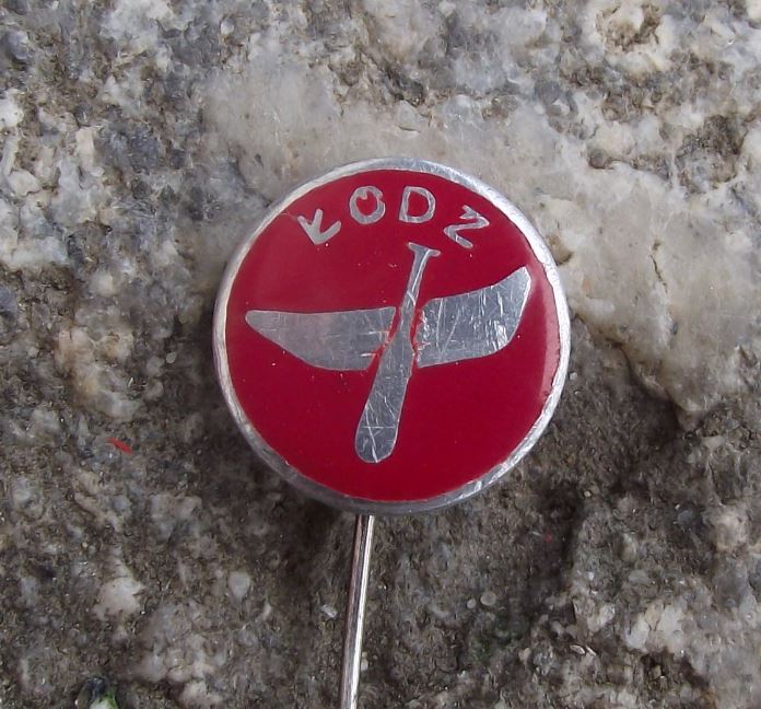 Small Vintage Lodz Poland Boat Ship Oar Coat of Arms Heraldic Crest Pin Badge - Badgecrazy
