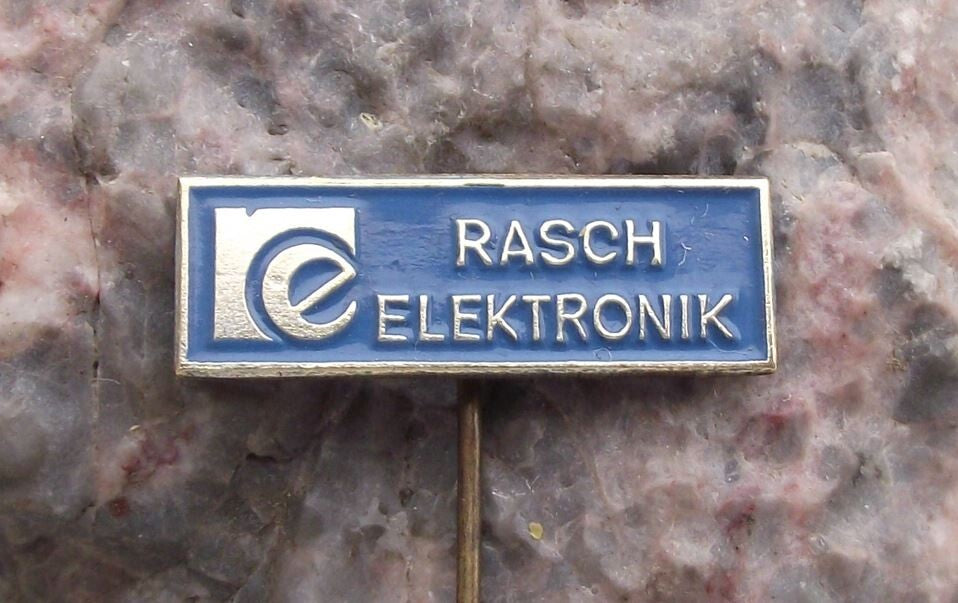 Vintage Rasch Elektronik Electronics Company Advertising Pin Badge - Badgecrazy