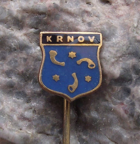 Antique Krnov Heraldic Crest Horns Coat of Arms Tourist Souvenier Pin Badge - Badgecrazy