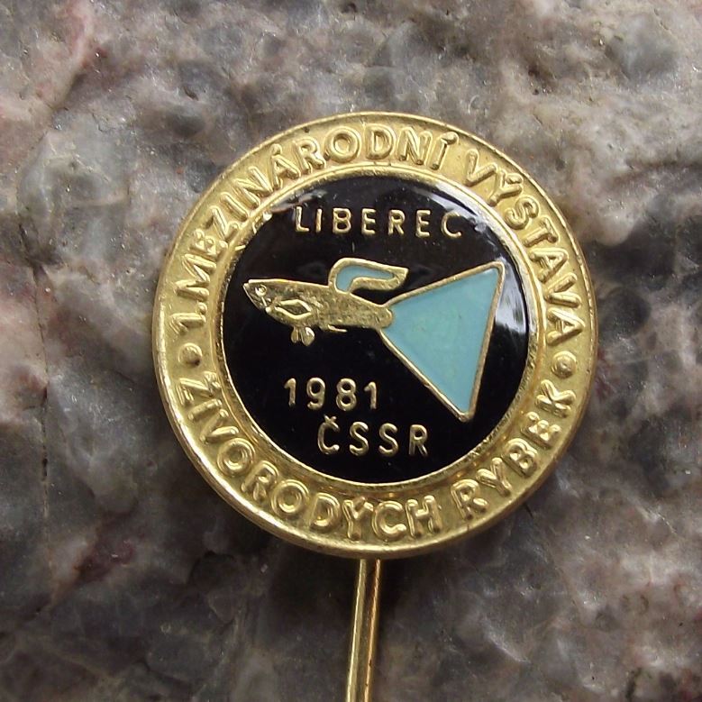 1981 Aquarium Tropical Livebearing Fish First 1st International Show Pin Badge - Badgecrazy
