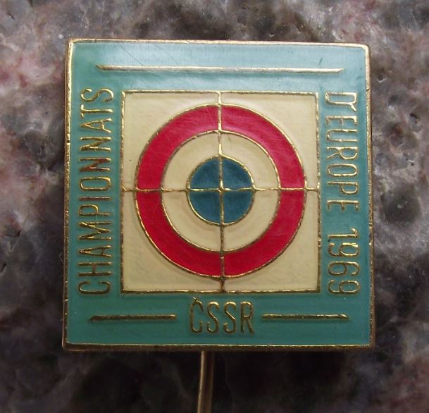 1969 Paris France European Shooting ISSF Championships Gun Target Pin Badge - Badgecrazy