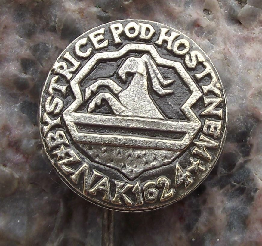 Vintage Bystrice pod Hostynem Czechoslovakia Coat of Arms Heraldry Pin Badge - Badgecrazy