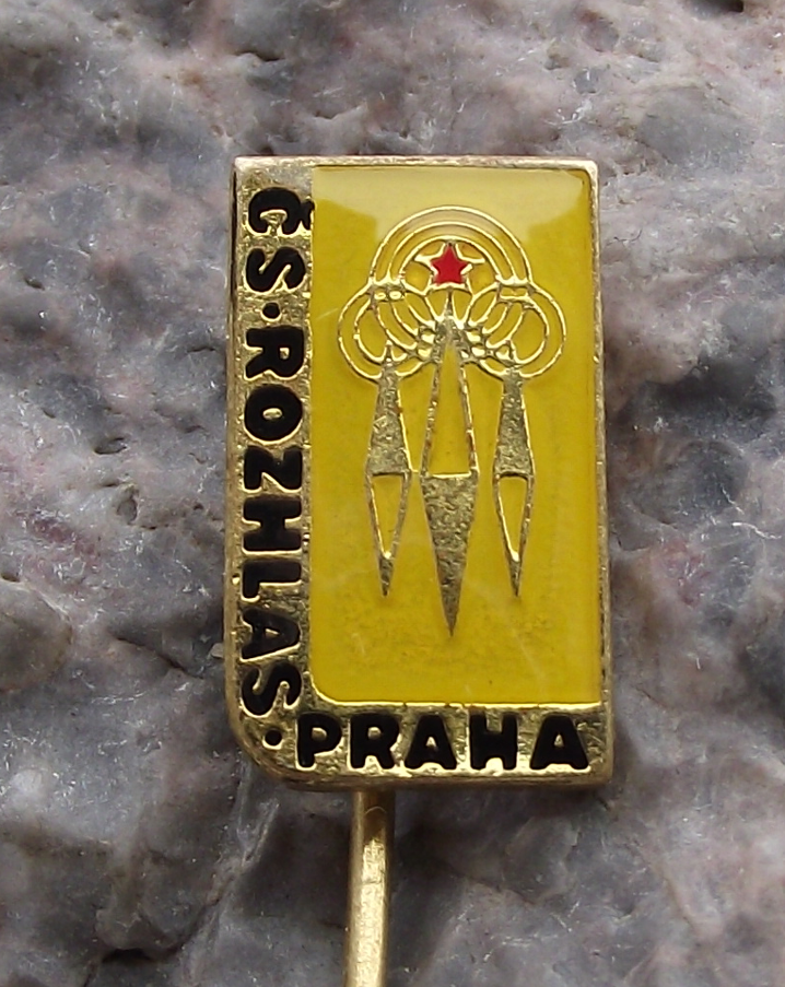 Vintage Czech State Broadcasting Company Radio Prague Tower Pin Badge - Badgecrazy